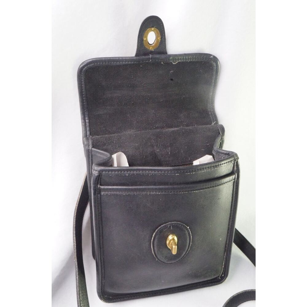 Vintage 90s Coach Murphy 9930 Black Leather Brass Turn Lock Crossbody Bag Purse - Picture 10 of 15